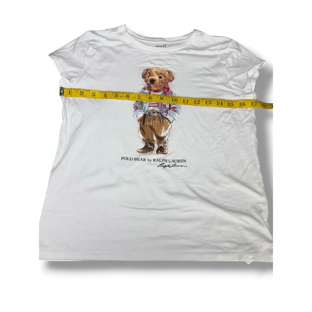 Polo Ralph Lauren Polo Bear T-Shirt Kids Size XL White Graphic Tee Western Style - Picture 2 of 8